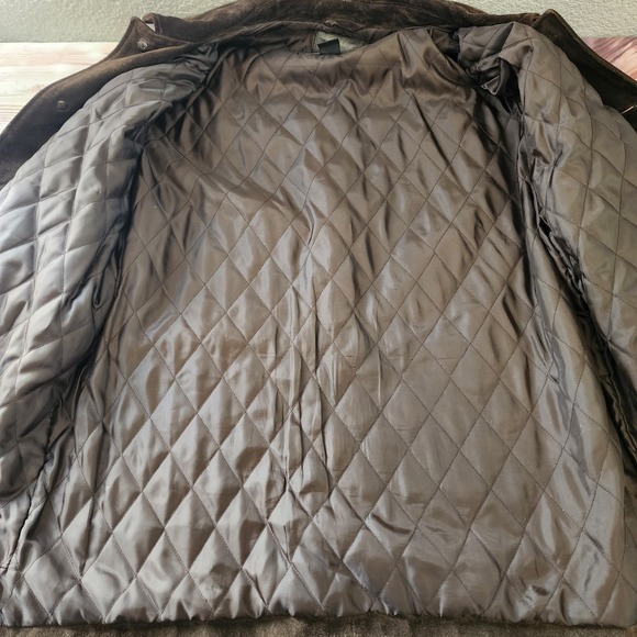 J.Crew Mens Brown Suede Leather Jacket L Preppy Outdoor Quilted Fall Coat Hiking - Picture 13 of 14